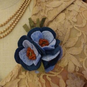 Blue and Green Floral Brooch
